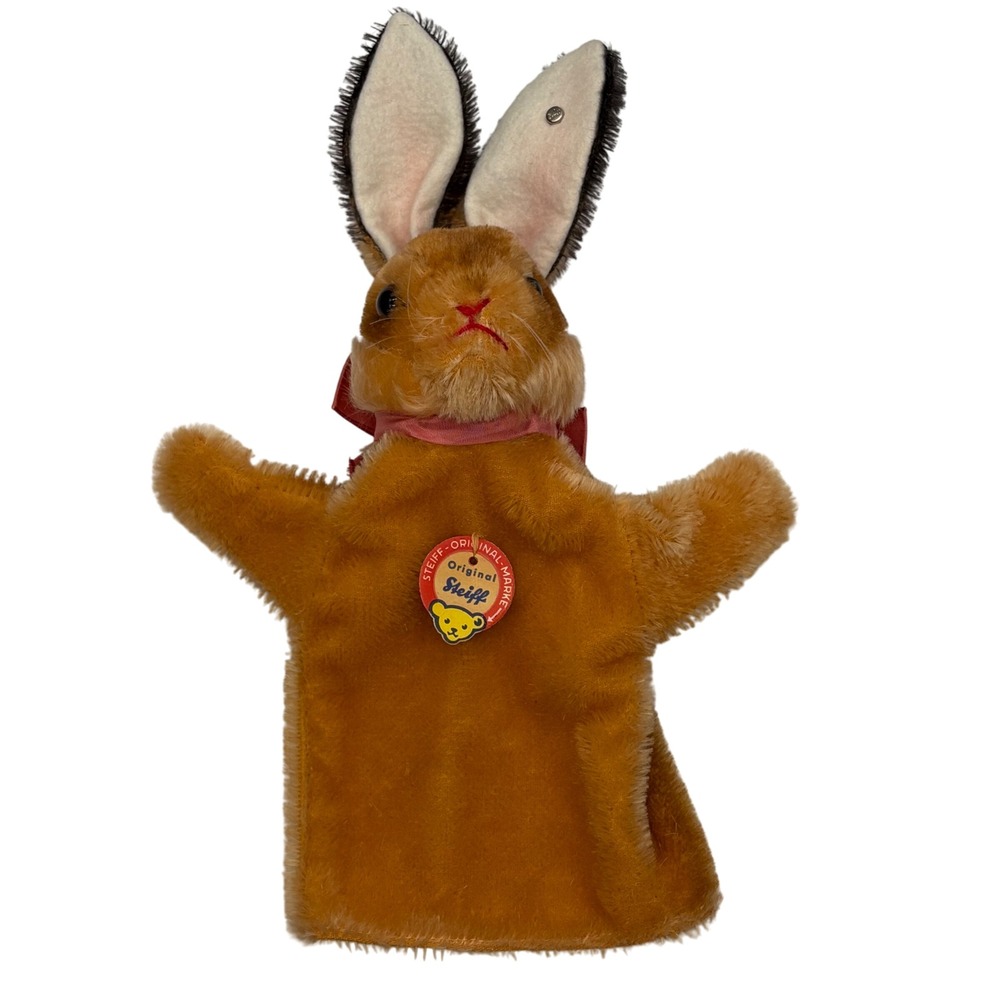 Vintage Steiff Original Rabbit‎ Bunny Hand Puppet Plush Toy Collectible Ear Tag